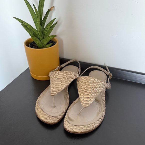 Stuart Weitzman snakeskin animal print Santorini flat sandals - size 8 - Picture 5 of 6